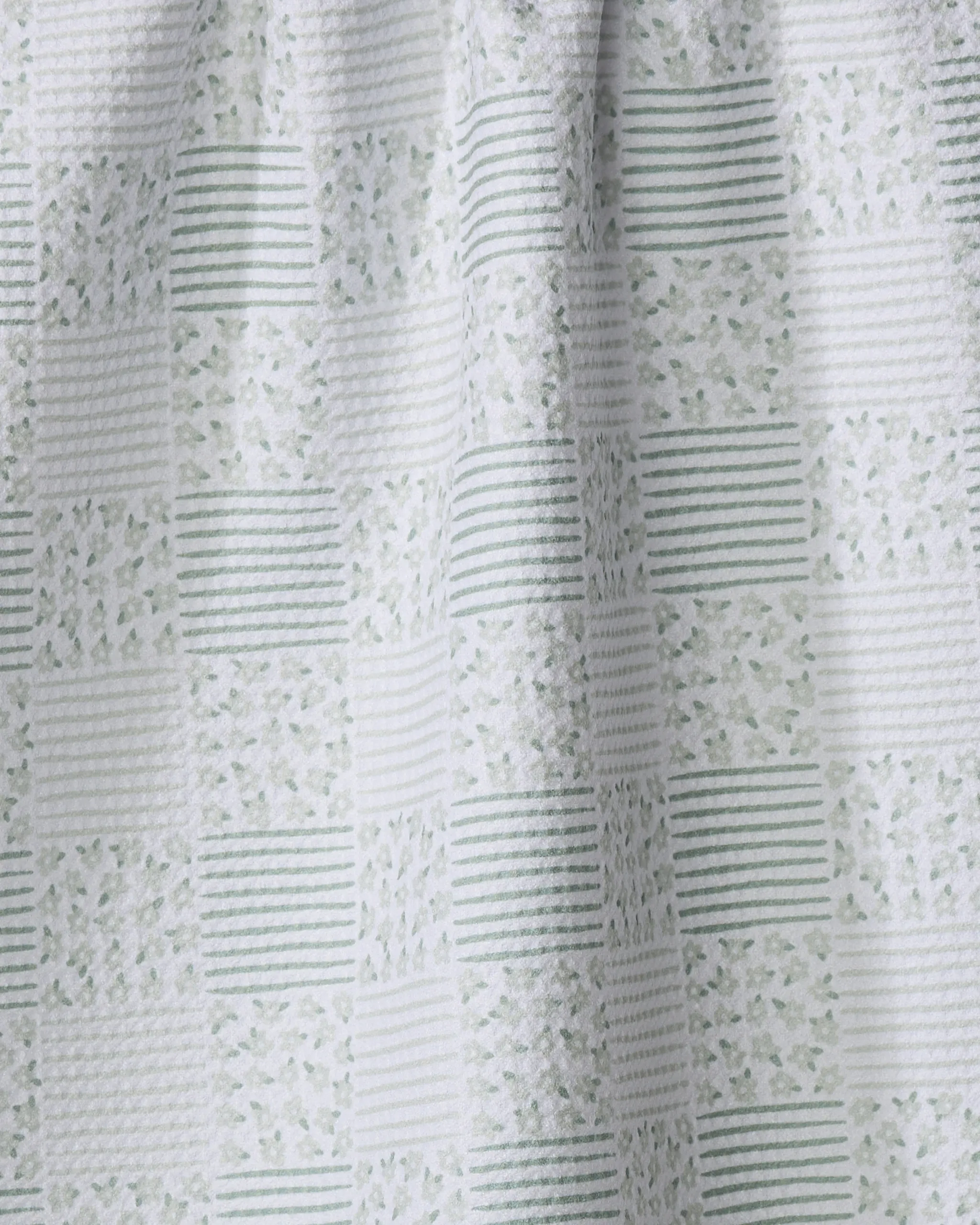 Mini Flowers and Stripes Check Green - Image 2